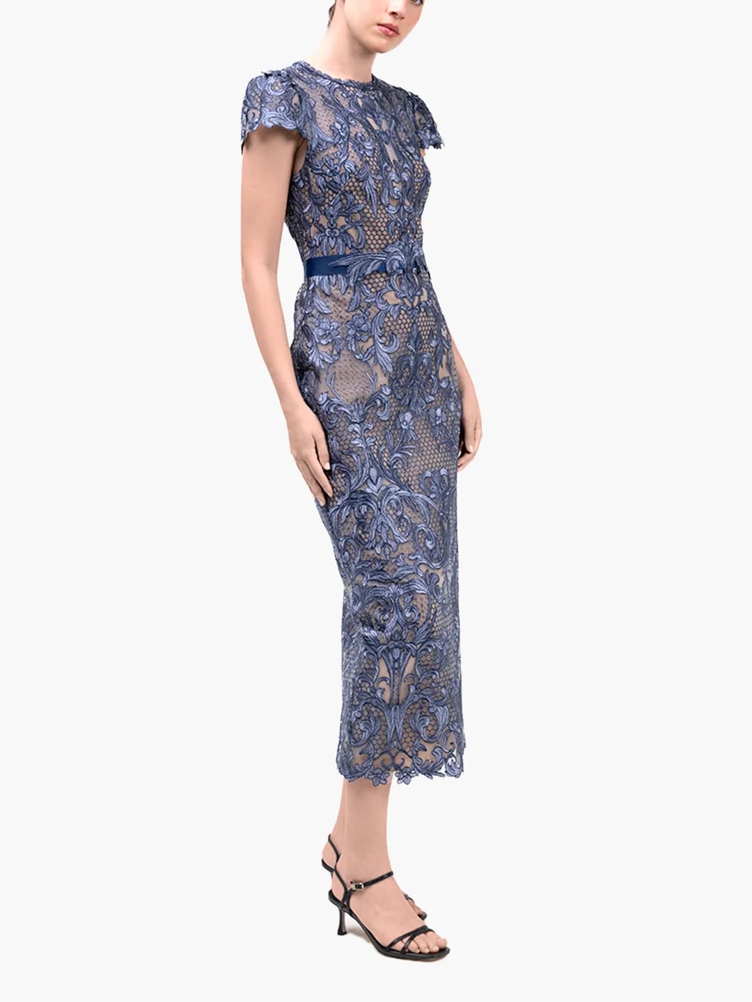 Azure Dantel Midi Elbise